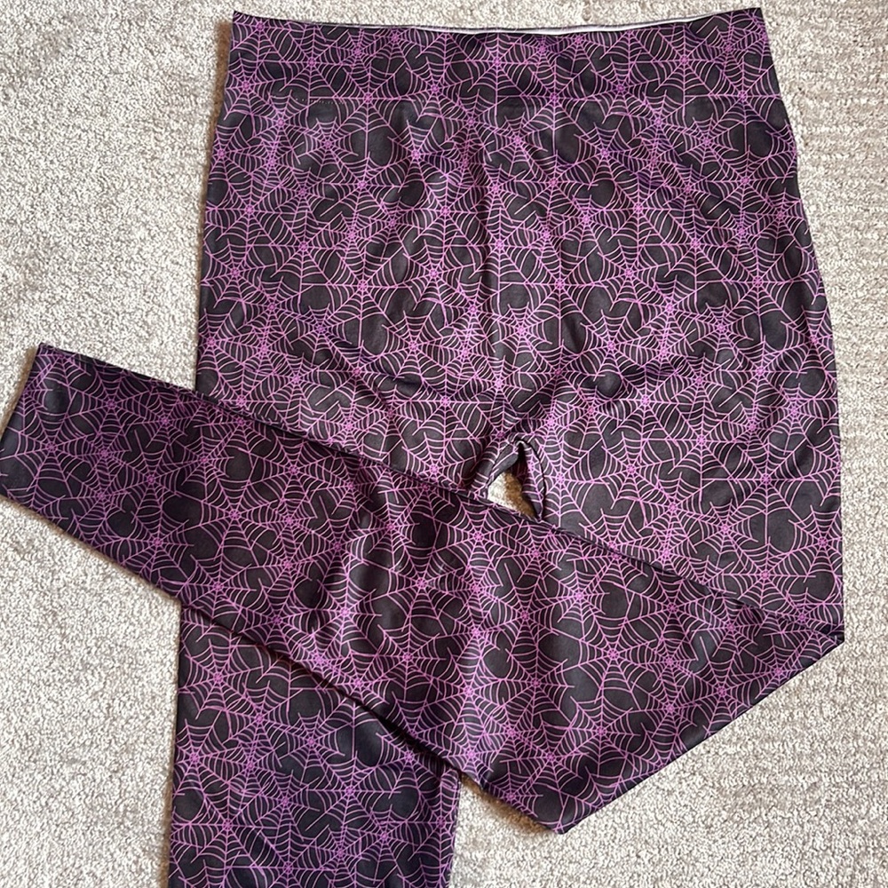Halloween Leggings Spider Web Print High Rise Stretch Pants Women’s Size S/M